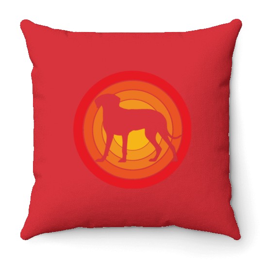 Retro Sunset Weimaraner Dog Silhouette Throw Pillows