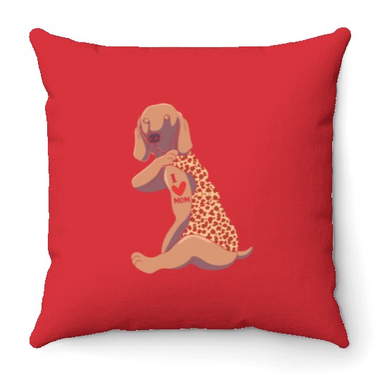 Weimaraner Mom Tattoo Dog I Love Mom Dog Throw Pillows