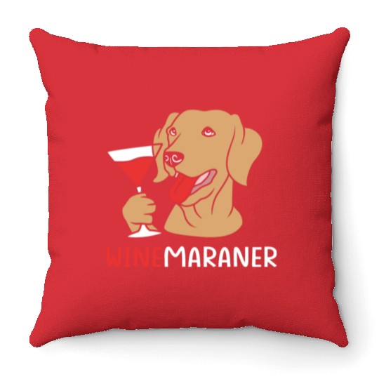 Winemaraner Dog Mom Wine Lover Funny Weimaraner Throw Pillows