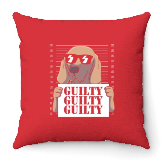 Dog With Sunglasses Mugshot Funny Weimaraner Throw Pillows