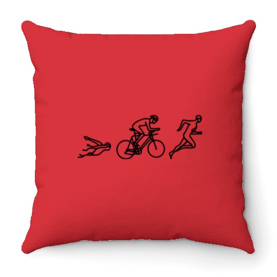 Swim Bike Run Drawing Throw Pillows