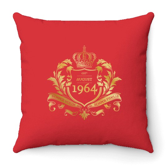 60th birthday "Semper Verum - Established 08/1964 Throw Pillows