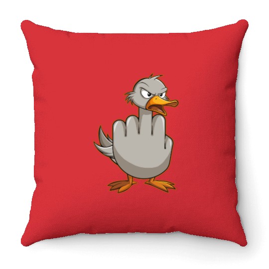 Funny Rude Seagull Outfit Gift for Men and Women Throw Pillows
