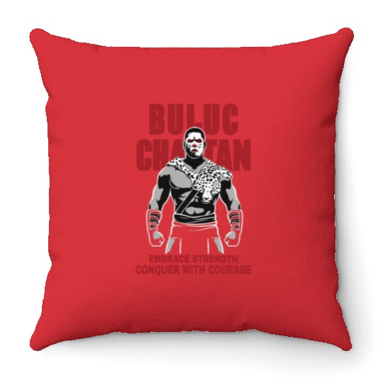 Maya God, Buluc Chabtan Embrace Strength Conquer Throw Pillows