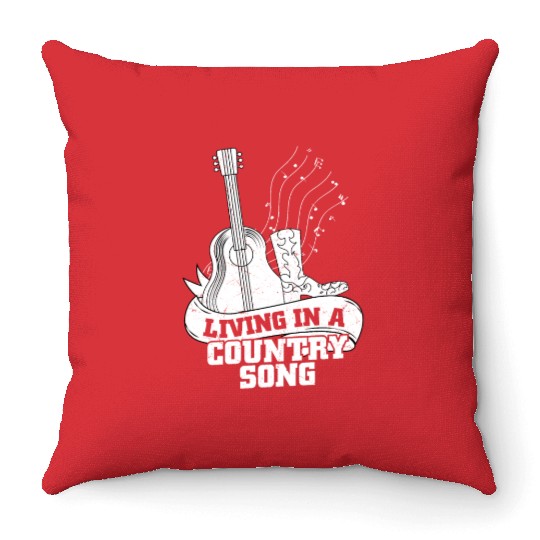 Living In A Country Song Western Country Music Throw Pillows