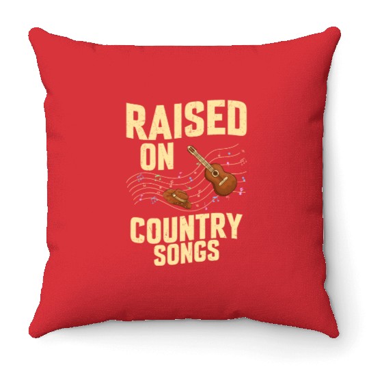 Raised On Country Songs Western Country Music Throw Pillows