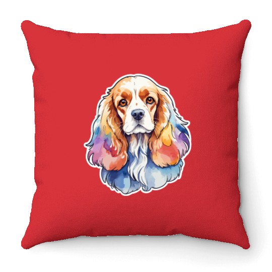 American Cocker Spaniel Watercolor Throw Pillows