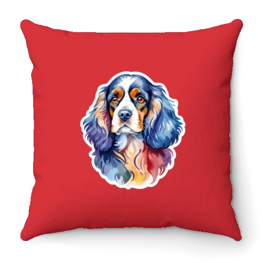 American Cocker Spaniel Watercolor Throw Pillows