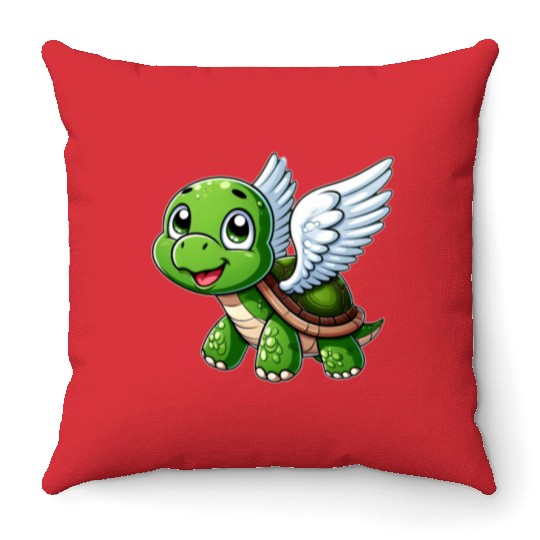 Turtle Angel Wings Halo Farm Farmer Throw Pillows