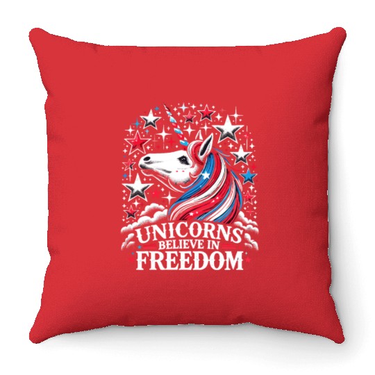Star-Spangled Unicorn with American Pride and Throw Pillows