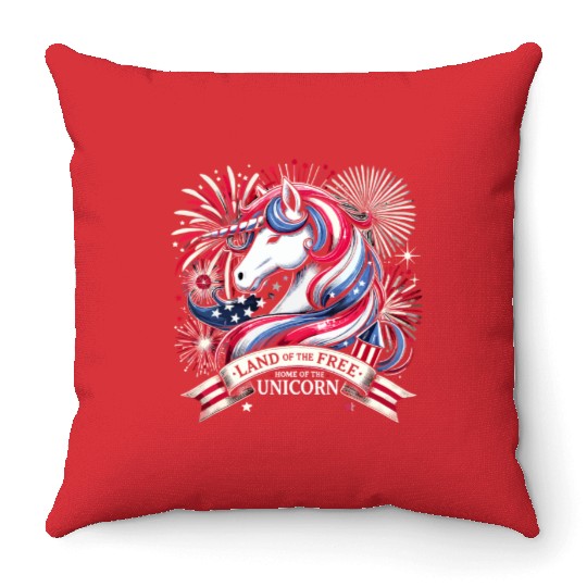 Star-Spangled Unicorn with American Pride and Throw Pillows