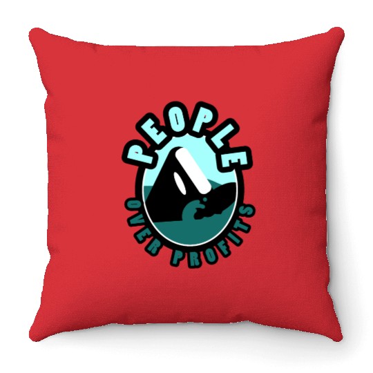 Orca People Over Profits Throw Pillows