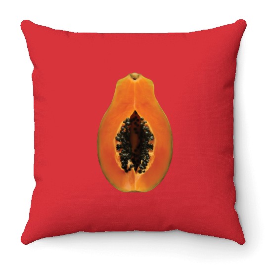 Papaya Realistic Throw Pillows