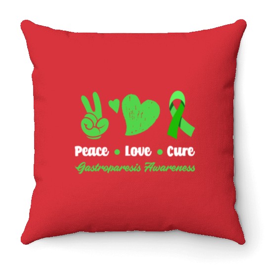 Peace Love Cure Gastroparesis Awareness Throw Pillows