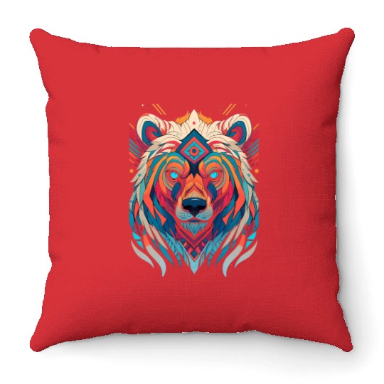 Native American Spirit Wolf Throw Pillows