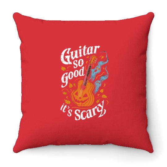 musical pumpkin autumn vibes spooky guitar autumn Throw Pillows