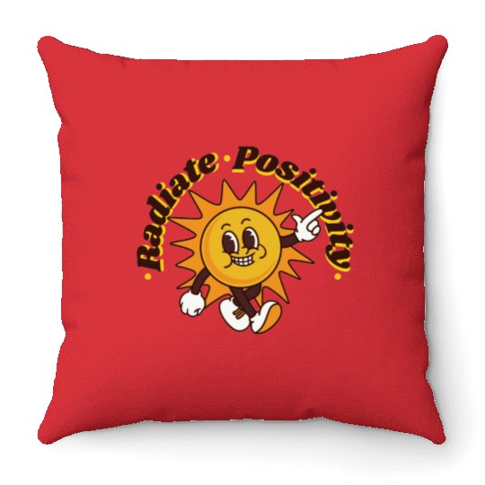 Unisex radiate positivity sun vintage Throw Pillows