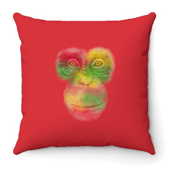 Colorful Retro Monkey Face Throw Pillows - Funny Monkey