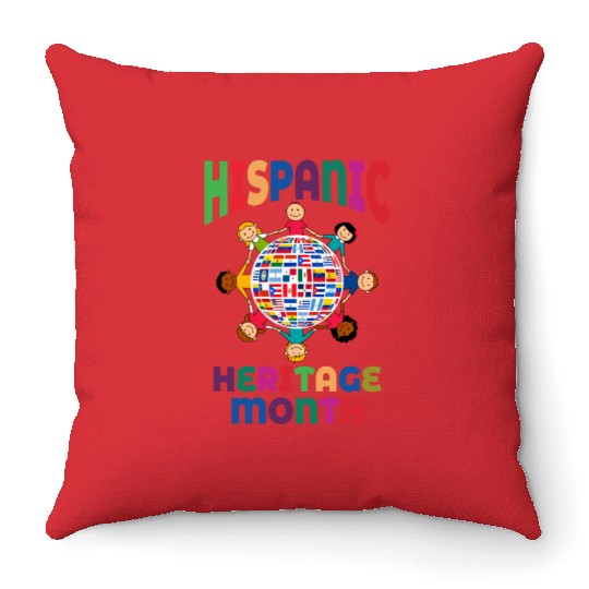 Hispanic Heritage Month Kids Countries Flags World Throw Pillows