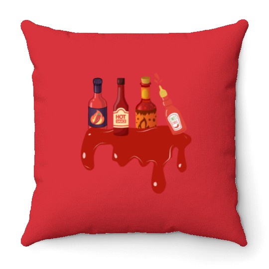 Hot Sauce Hot Sauces Foodie Tea Spicy Hot Throw Pillows