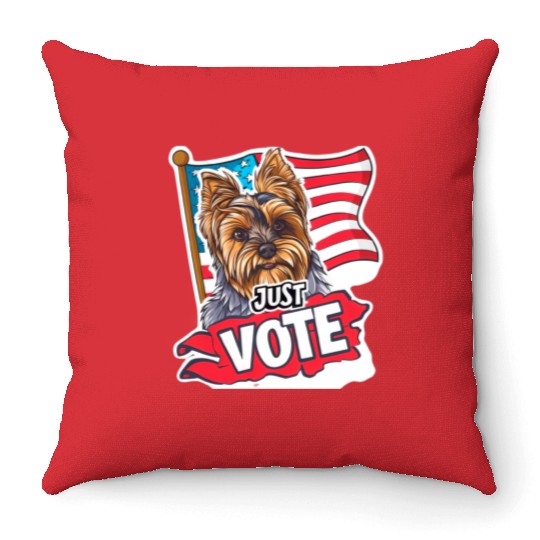 Unique American Flag Election 2024 Yorkie Gifts Throw Pillows