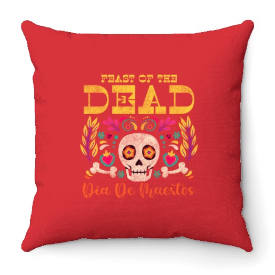 Holiday Festival Skull Commemoration Throw Pillows