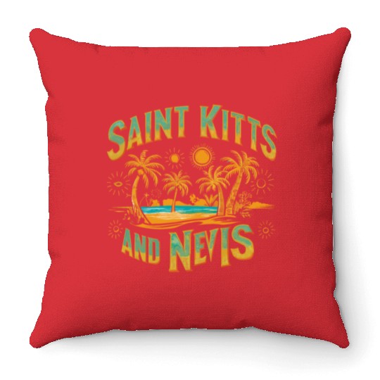 Saint Kitts And Nevis Souvenir Tropical Paradise Throw Pillows