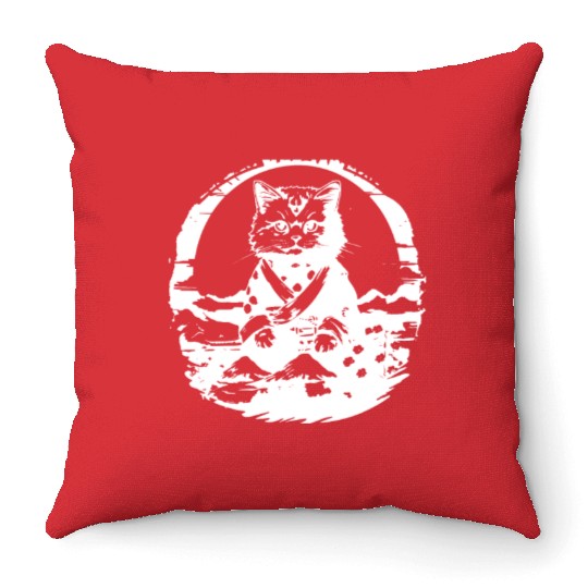 Japanese Cat Throw Pillows