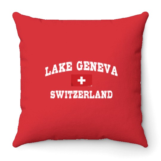 Lake Geneva Switzerland Attractions Weather Throw Pillows