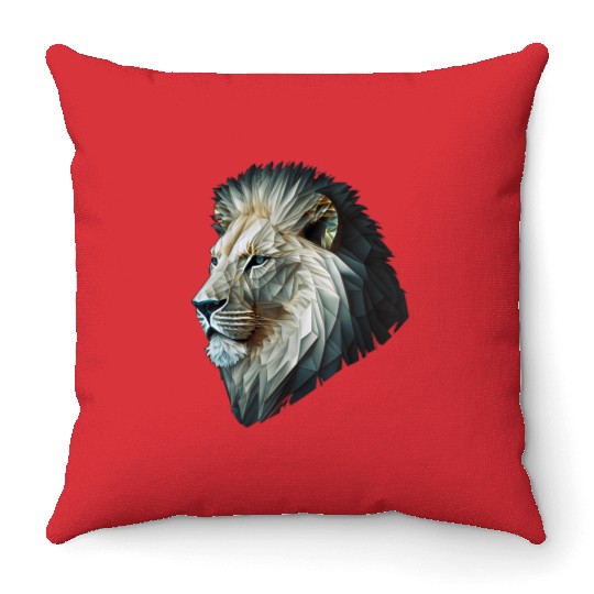 Polygon Animal Print White Throw Pillows