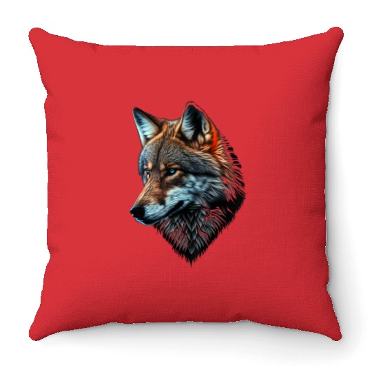 Wolf Portrait Animal Print Throw Pillows