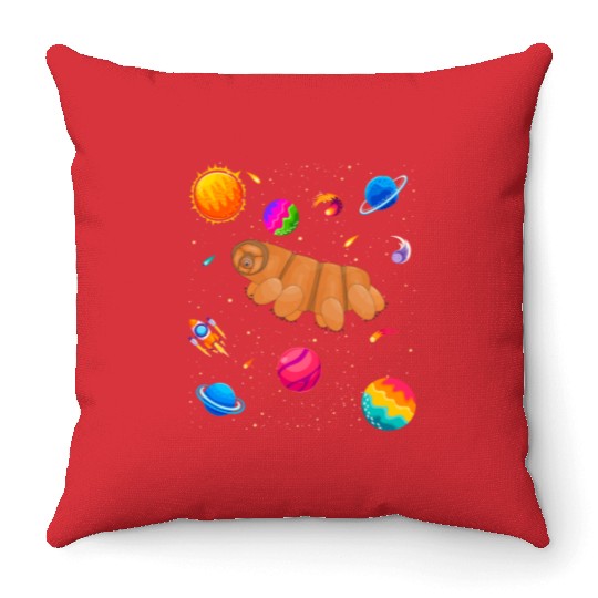 Tardigrade Space! Nerd, Geek Microbiology Science Throw Pillows