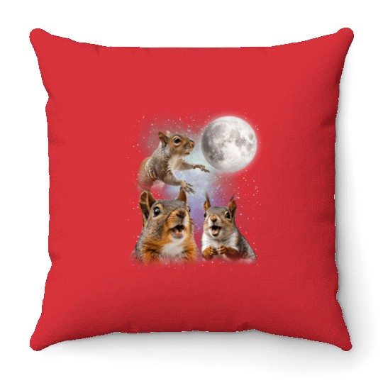Funny Squirrel Moon Space! Nerd, Geed, Science Throw Pillows