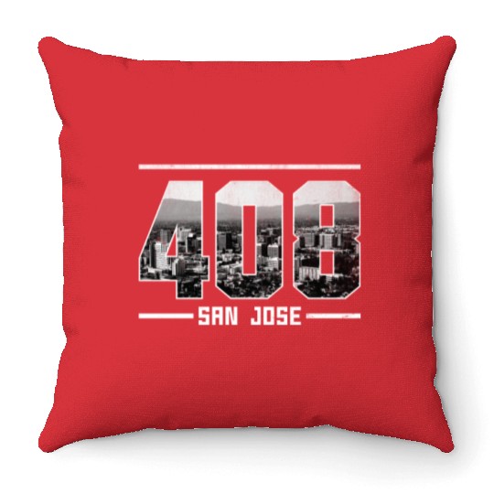 Vintage San Jose 408 Throw Pillows