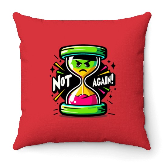 Angry Hourglass Not Again Lime Green Trendy Colors Throw Pillows