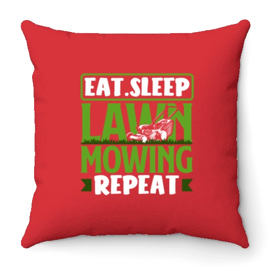Eating Sleeping Lawn Mowing Landscaper Gardener Throw Pillows