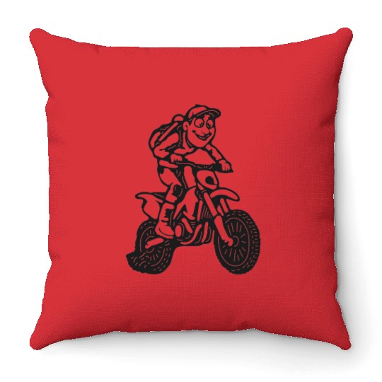 Wheelie Silly: Dirt Bike Comics & Rider Fails 020 Throw Pillows