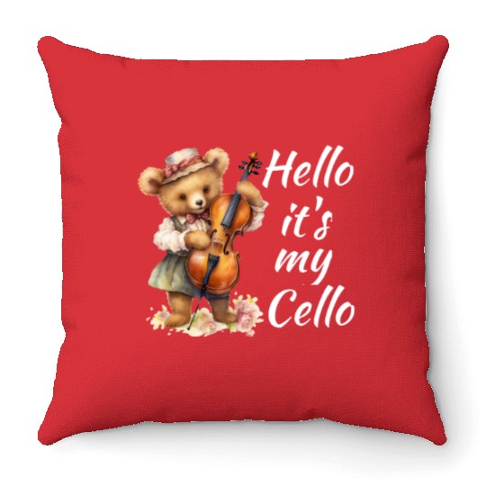 Hello it's my Cello Orchestra Musicians Throw Pillows