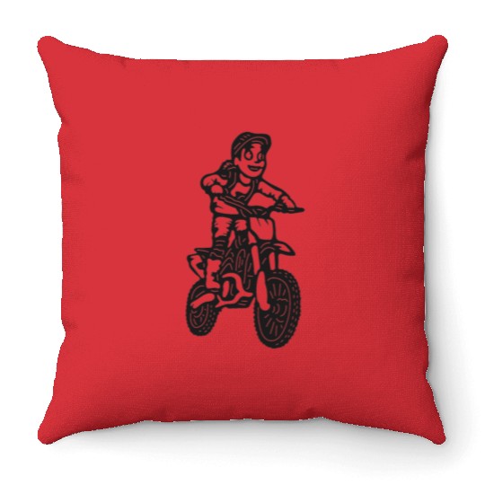 Wheelie Silly: Dirt Bike Comics & Rider Fails 012 Throw Pillows