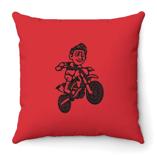 Wheelie Silly: Dirt Bike Comics & Rider Fails 018 Throw Pillows