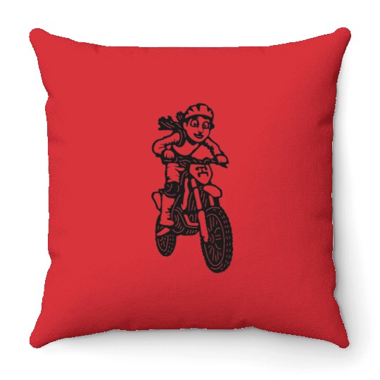 Wheelie Silly: Dirt Bike Comics & Rider Fails 013 Throw Pillows