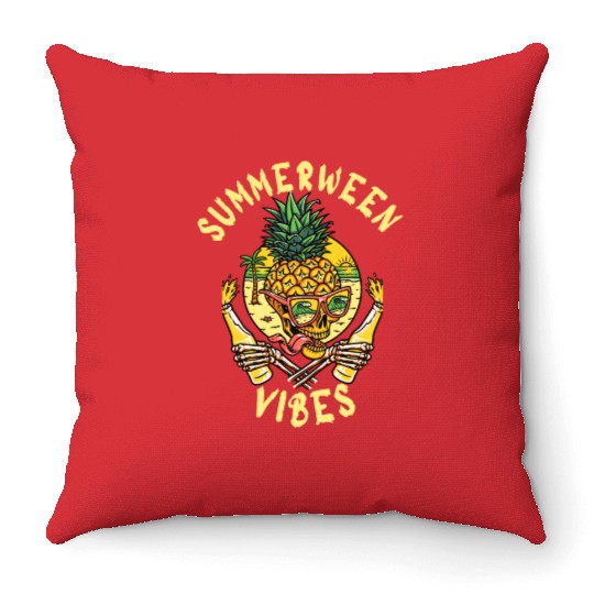 Summer and Halloween atmosphere - fun design Throw Pillows