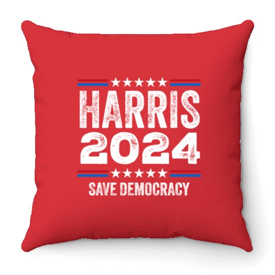 Kamala Harris 2024 Save Democracy US Election Throw Pillows