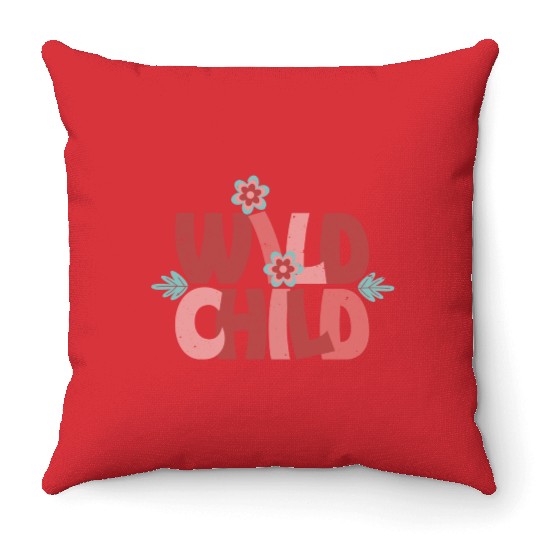 Wild Child - Cute Retro Flower Throw Pillows