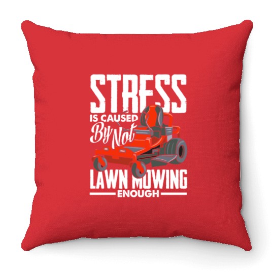 Landscaper Gardener Stress Lawn Mowing Throw Pillows