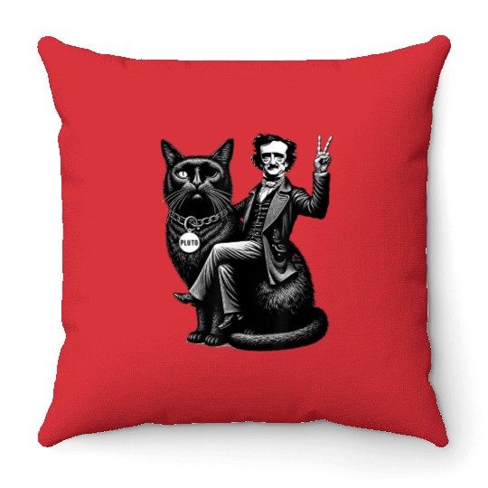 Edgar Allan Poe Riding Throw Pillows