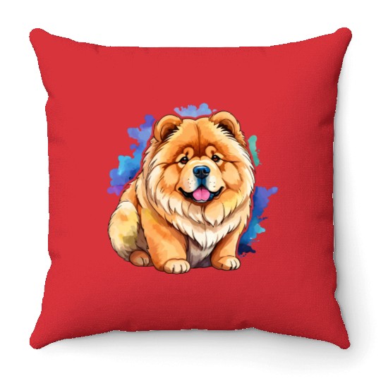 Chow Chow Watercolor Throw Pillows