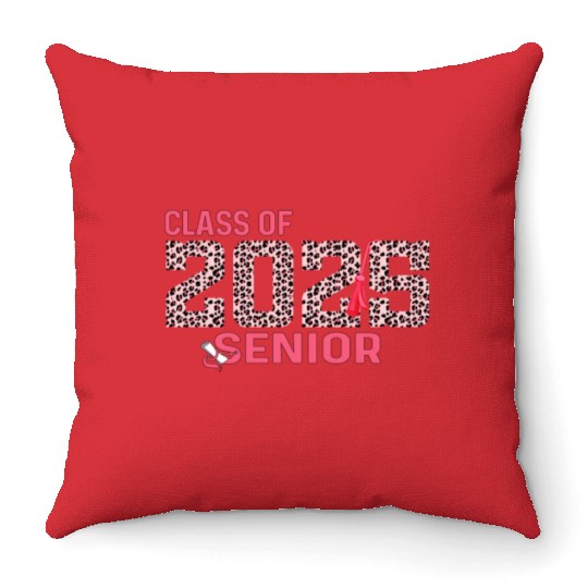 Class of 2025 Senior Leopard Print Graduation 2025 Throw Pillows