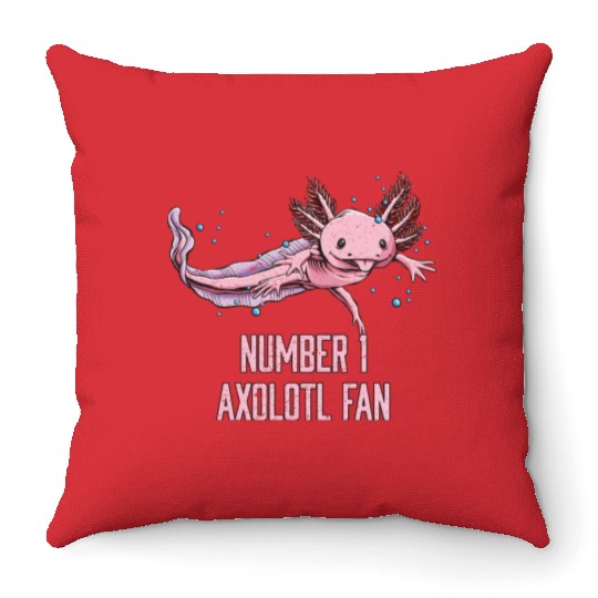 Number One Axolotl Fan Funny Salamander Humor Axol Throw Pillows