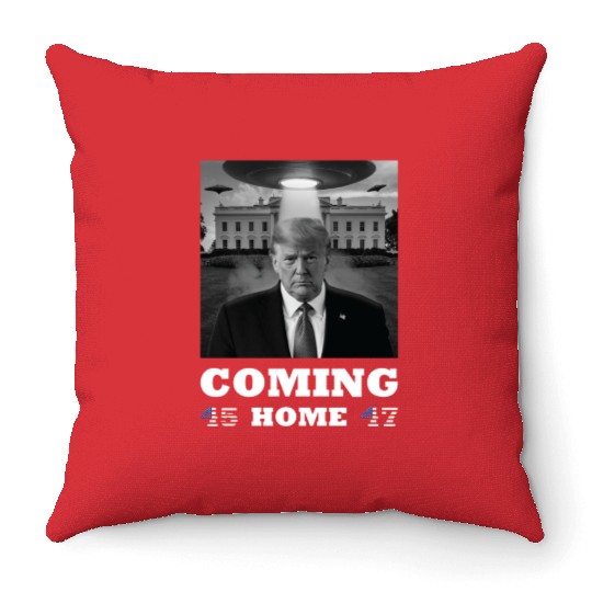 Trump Coming Home with UFOs over the White House Throw Pillows